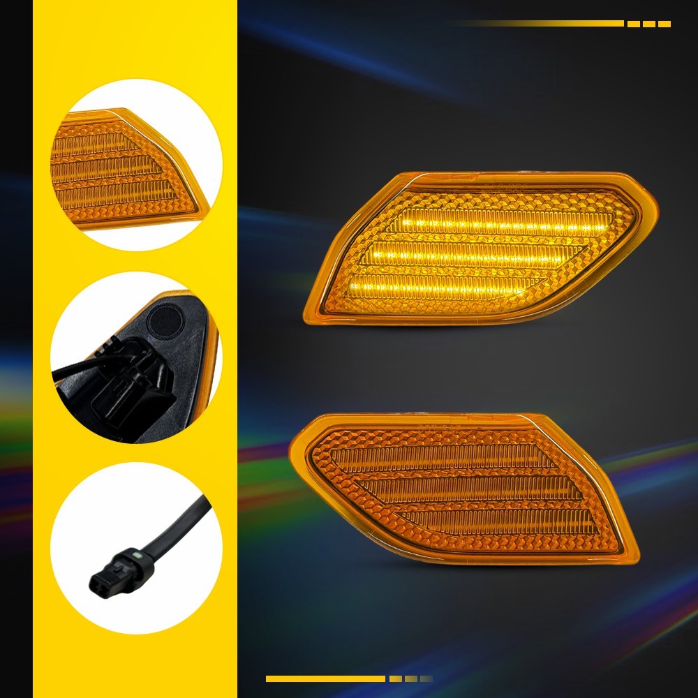4PC Front Fender LED Side Marker Light Amber For 18+ Jeep Wrangler JL/Gladiator