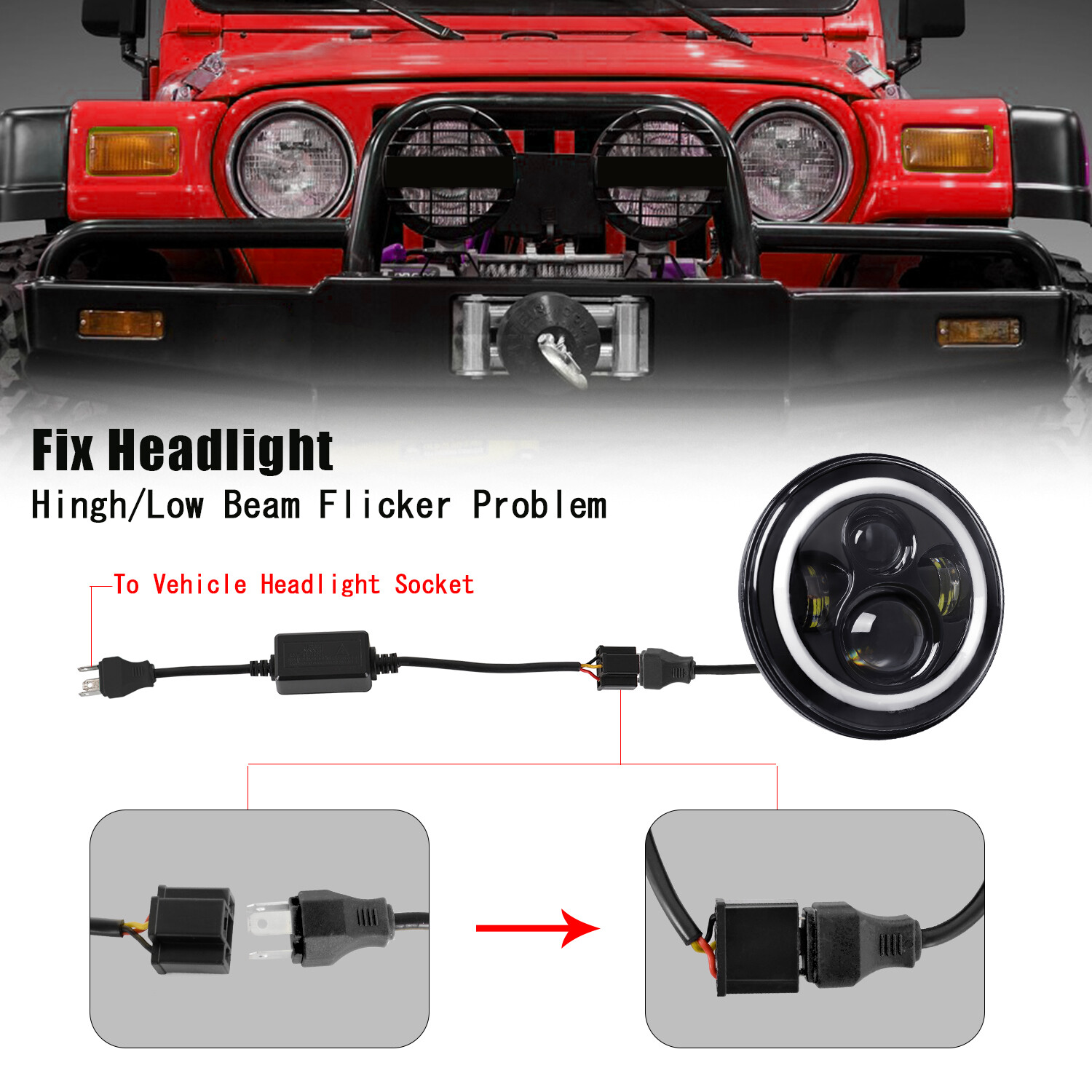 2pcs H4 LED Headlight Canbus Error Free Anti Flicker Resistor Canceller Decoder