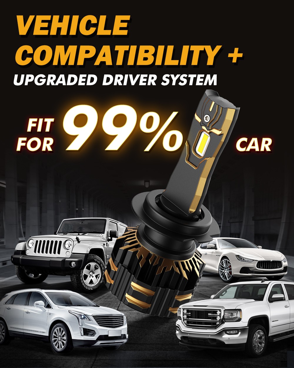 AUXBEAM H7 LED Headlight Bulbs Kit High Low Beam White 120W 110W 90W 70W Canbus