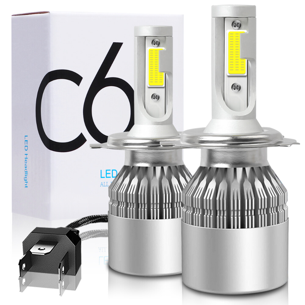 2x H4 9003 LED Headlight Bulbs Conversion Kit High Low Beam 6000K White 720000LM