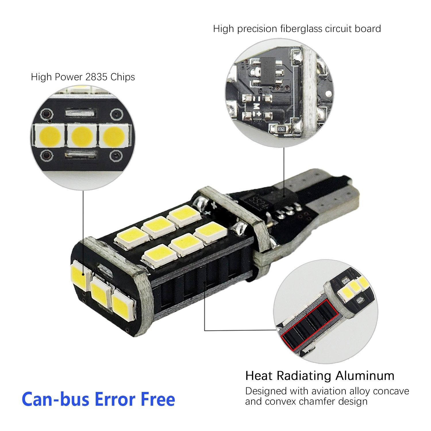 AUXITO 921 912 LED Reverse Backup Light Bulb 2400LM 6000K Super Bright T15 YL EC