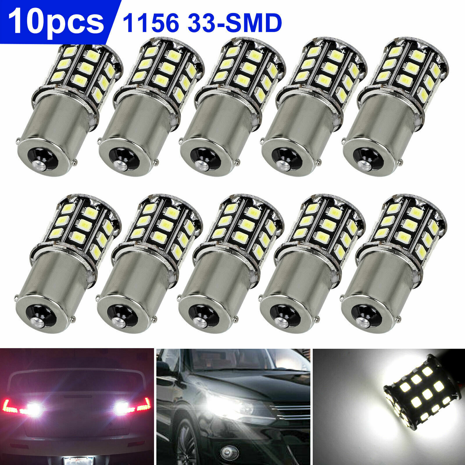 10pcs Super Bright White 1156 RV Trailer 33-SMD LED 1141 Interior Light Bulbs US