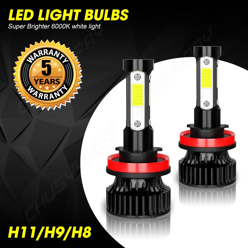 9005 H11 LED Combo Headlight High Low Beam Bulbs Kit 6500K Super White Bright