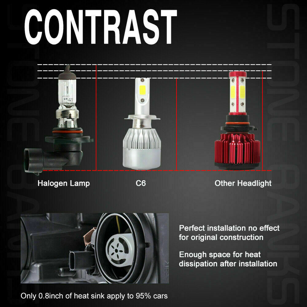 9005+9006 Combo LED Headlight Kit High Low Beam Kit HB3 HB4 6000K 720W 4 Bulbs