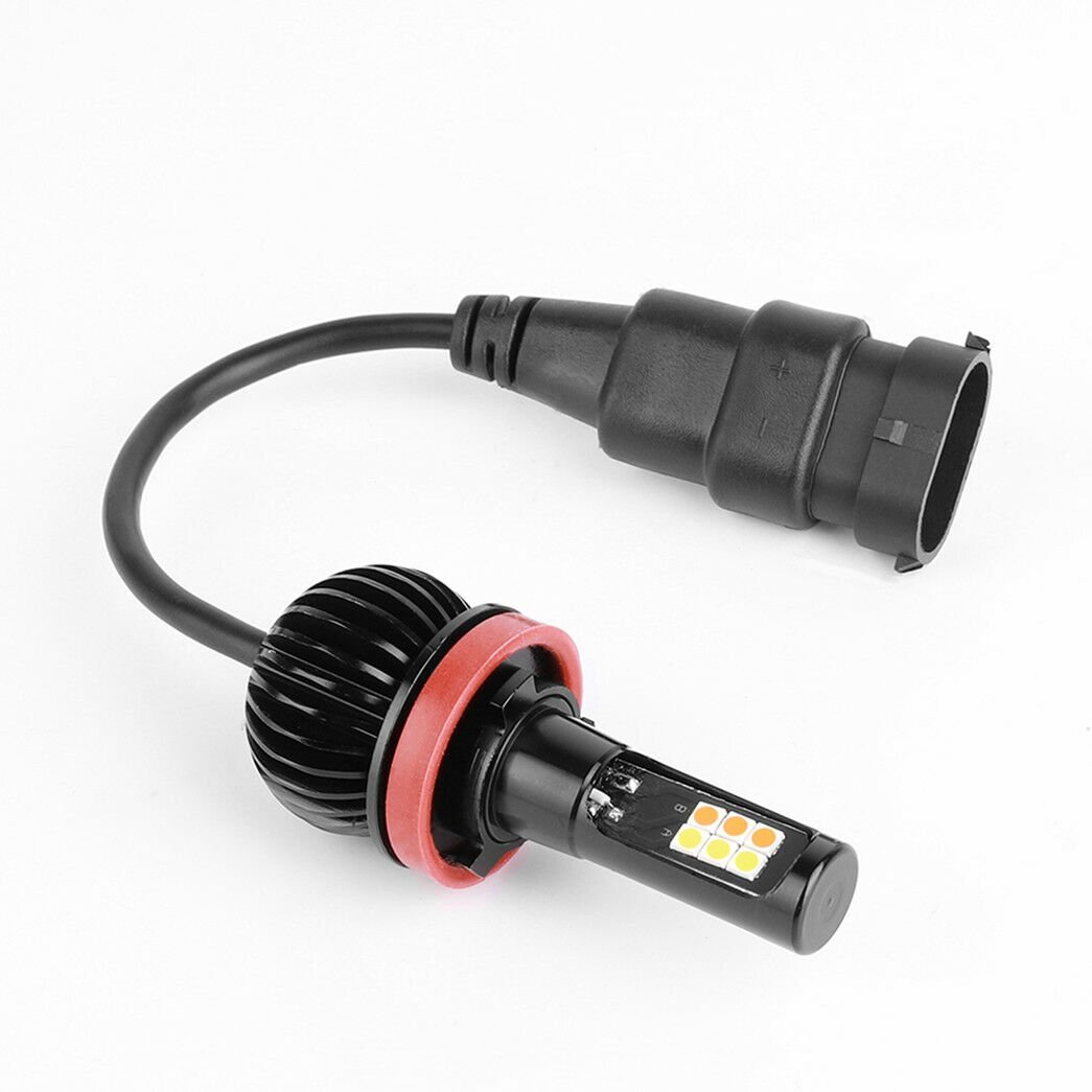2X H11 H8 DUAL COLOR SWITCHBACK LED FOG LIGHT BULBS 6K/3K YELLOW+WHITE DRL 160W