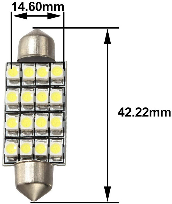 Jtech 4x 42mm(1.65″) 16 SMD Super Bright LED Bulb 211, 212, 211-2, 212-2, 578