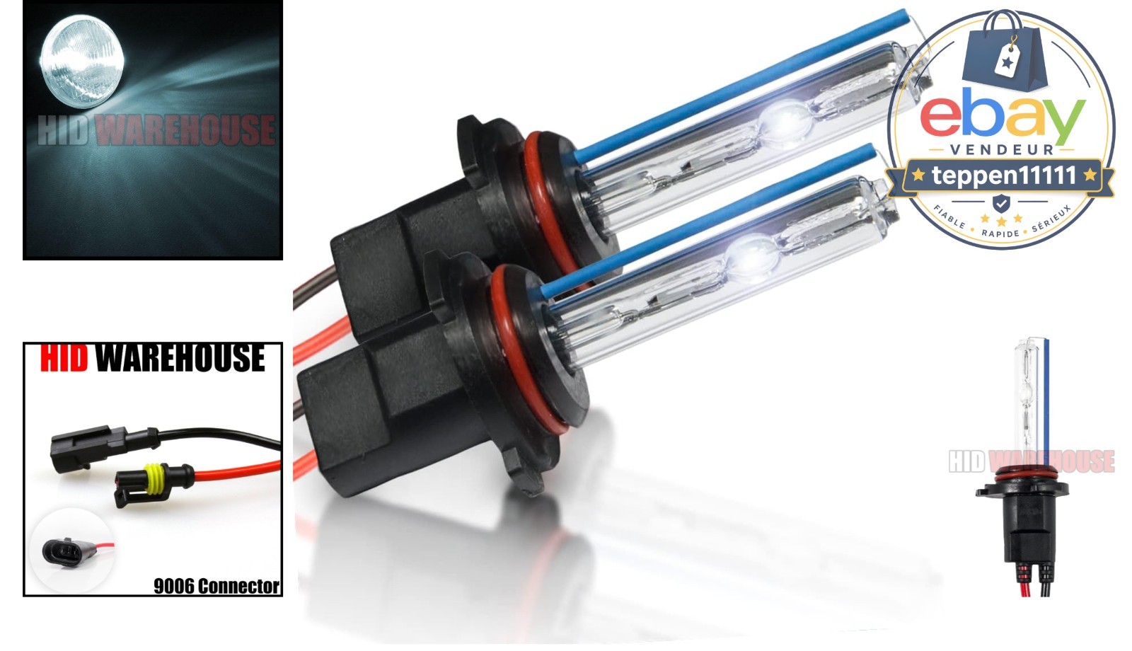 HID Xenon Bulbs 9006 6000K Light Blue 1 Pair