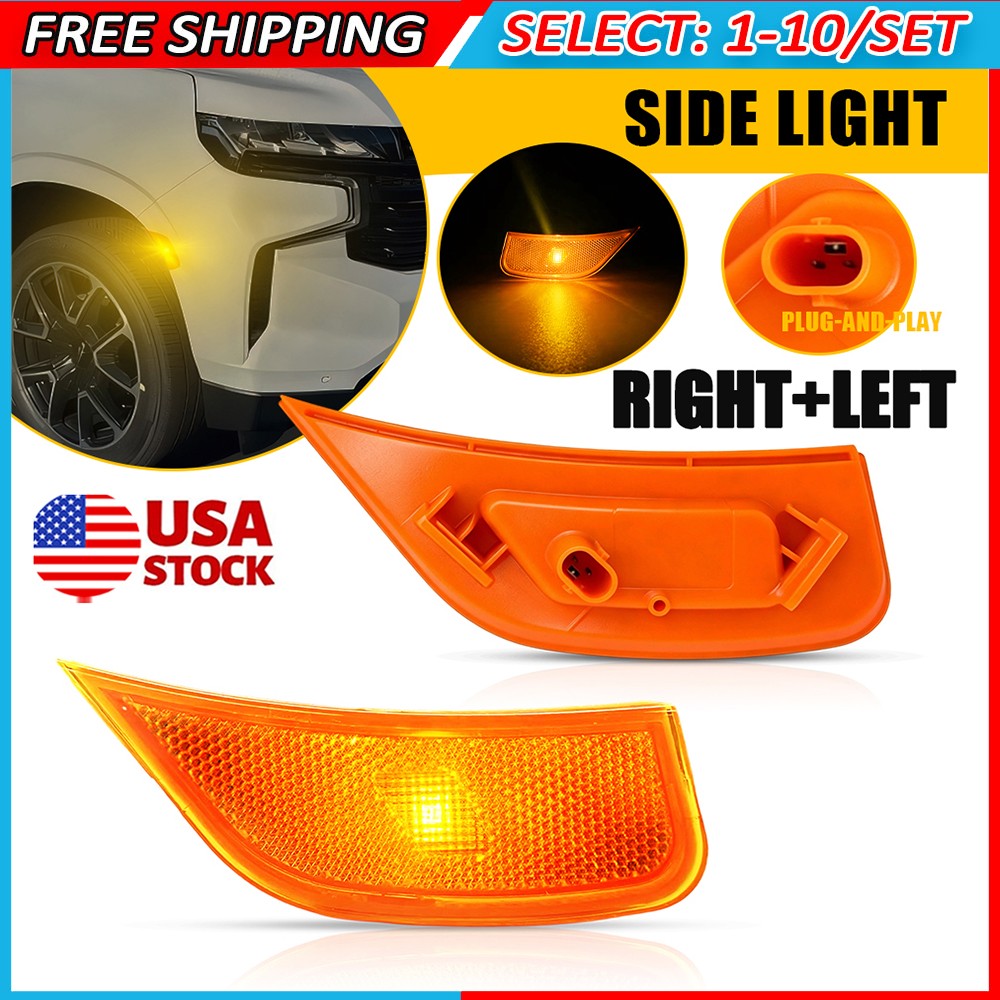 2-20x Amber LED Side Marker Lights For GMC Yukon XL Chevy Tahoe Suburban RH LH