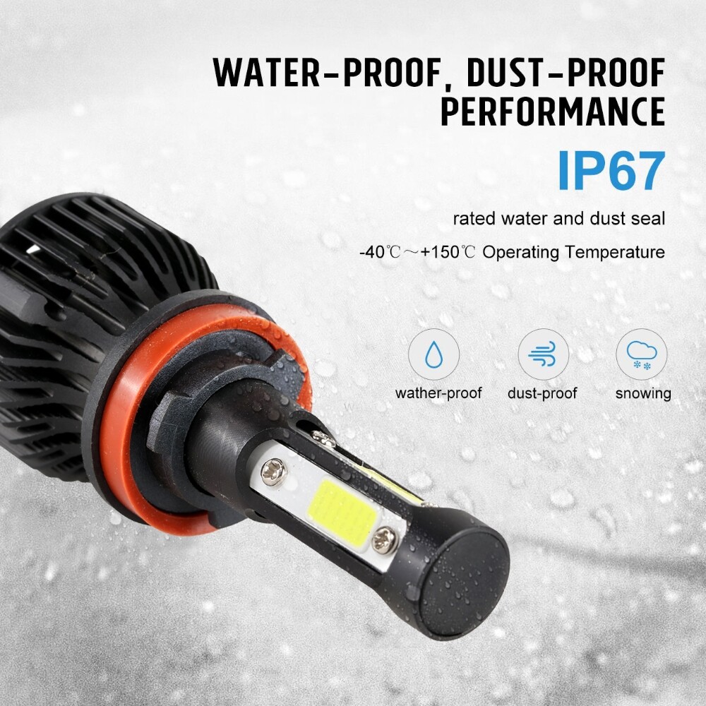 4-Sides H8 H9 H11 LED Headlight Kits High Power Bulbs 6500K 10000W 1500000LM