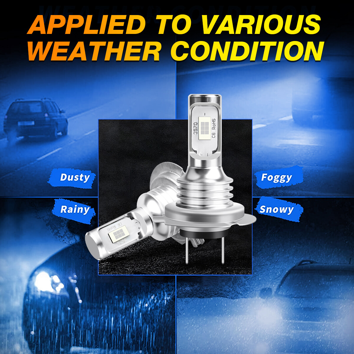 Combo Blue LED Headlight High Low Beam Fog Light Bulbs Kits 8000K H7+H7+H11 US
