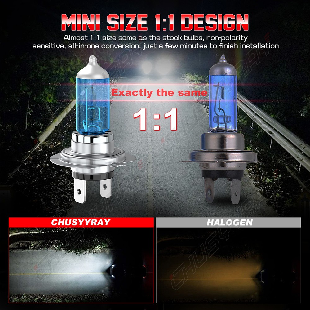 H11 H7 Halogen Headlight Super Bright Bulbs Kit 5000K White 4000LM High/Low Beam