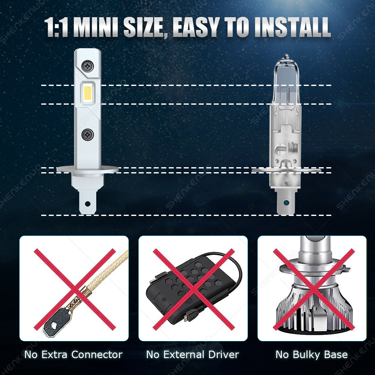 H1 LED Headlight High Beam or Low Beam Bulb Headlamp Super Bright White D9