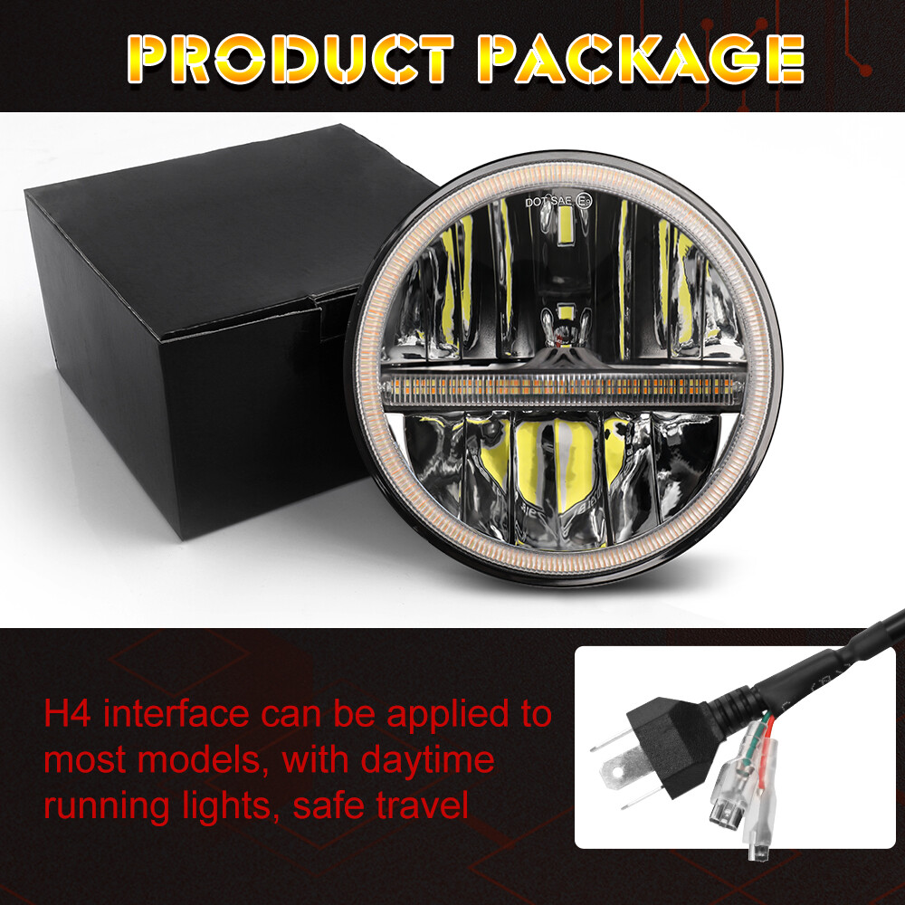 Pair DOT 7″ 200w Round LED Headlights Hi/Lo Beam For Chevy C10 C20 Pickup Truck