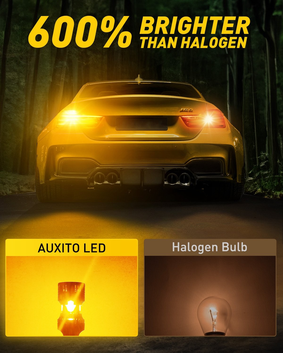 AUXITO 1157 Amber Yellow LED Turn Signal Indicator Parking Light Bulbs CANBUS M