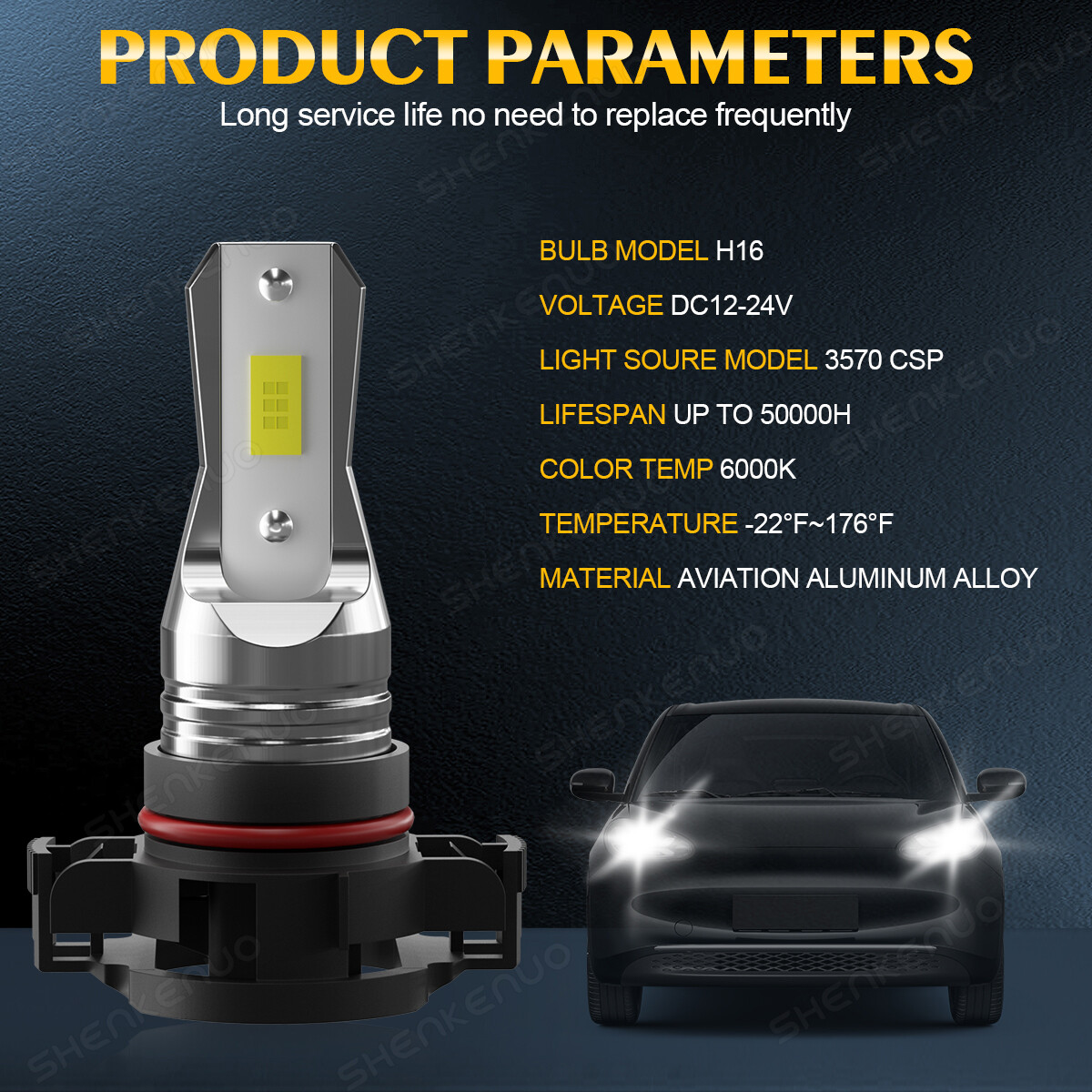 For 2014 2015 GMC Sierra 1500 LED Headlight Hi/Lo + Fog Light Bulbs Combo 6000K