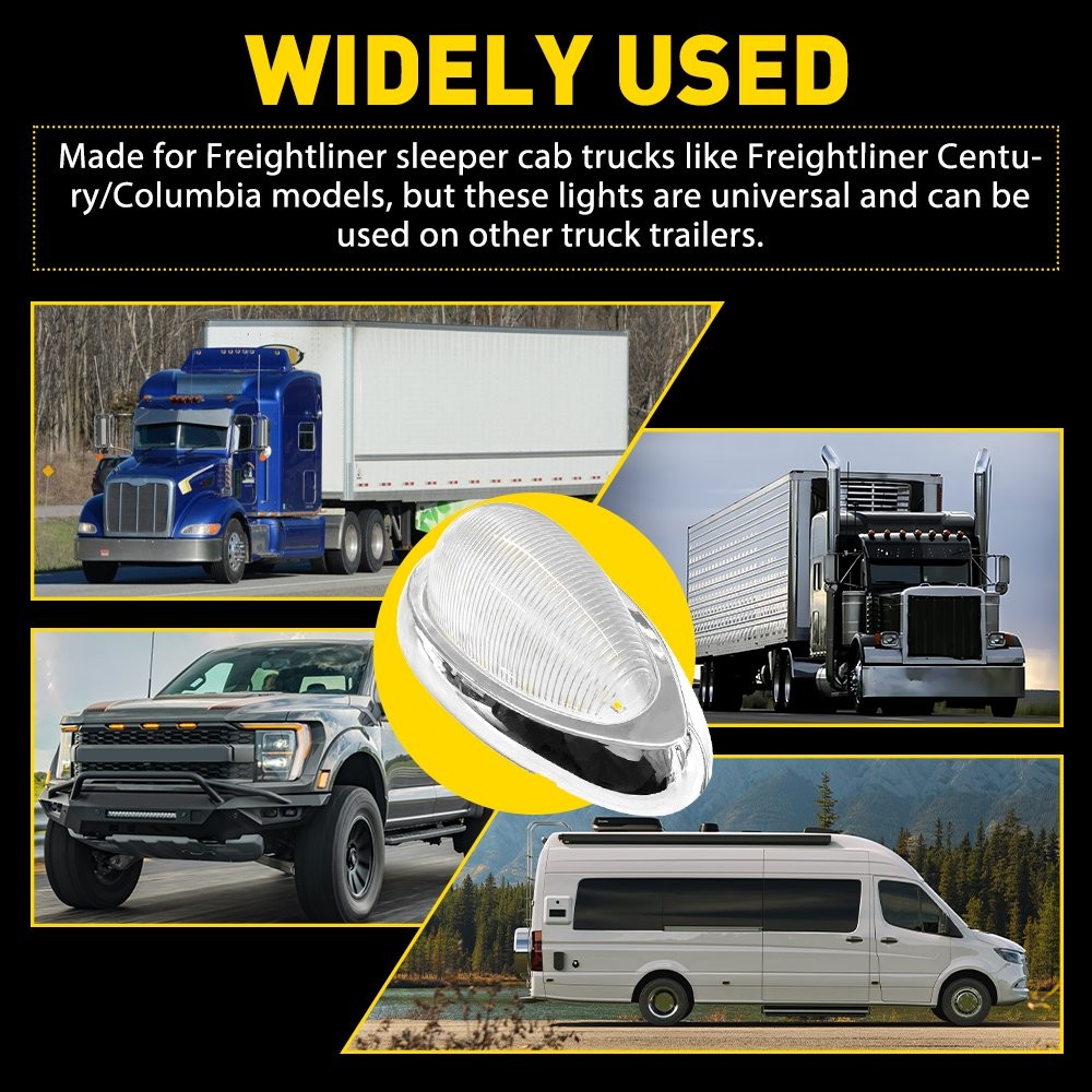 Fit Freightliner Truck Amber LED Clearance Identification Light Clear Lens 2-20x