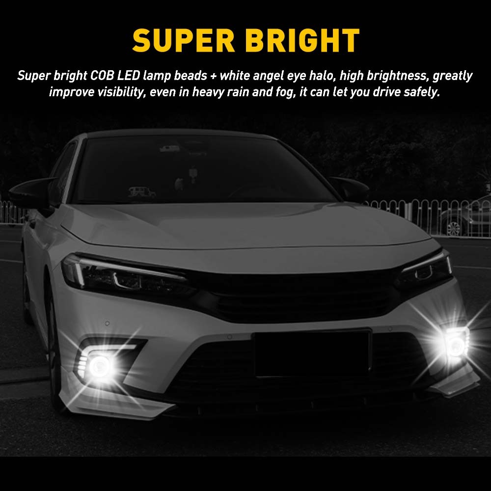 1/2Pair 2.5″ COB COB LED Projector Car Angel Lights Eye DRL Halo Ring Drive Fog