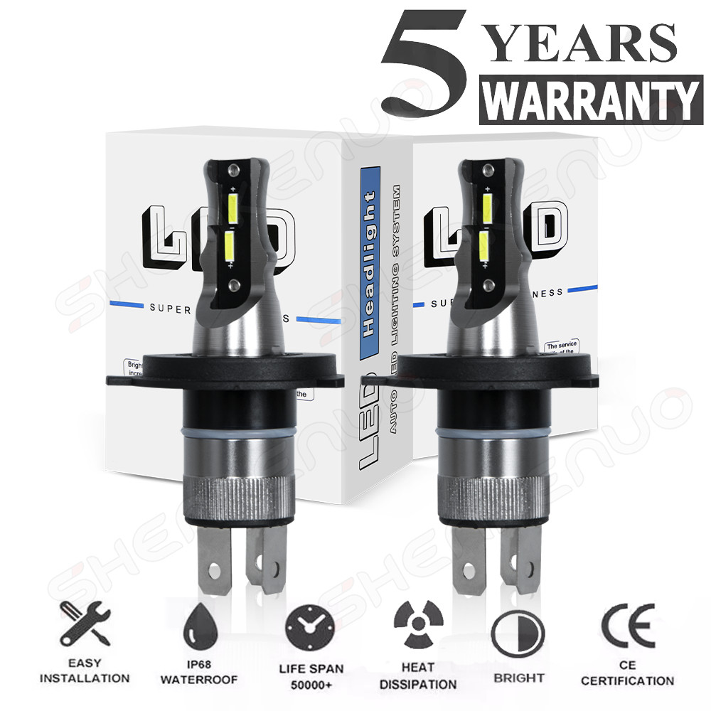2x 2-Side H4 LED Headlight Bulbs Kit 9003 HB2 High low Beam 6500K Bright White
