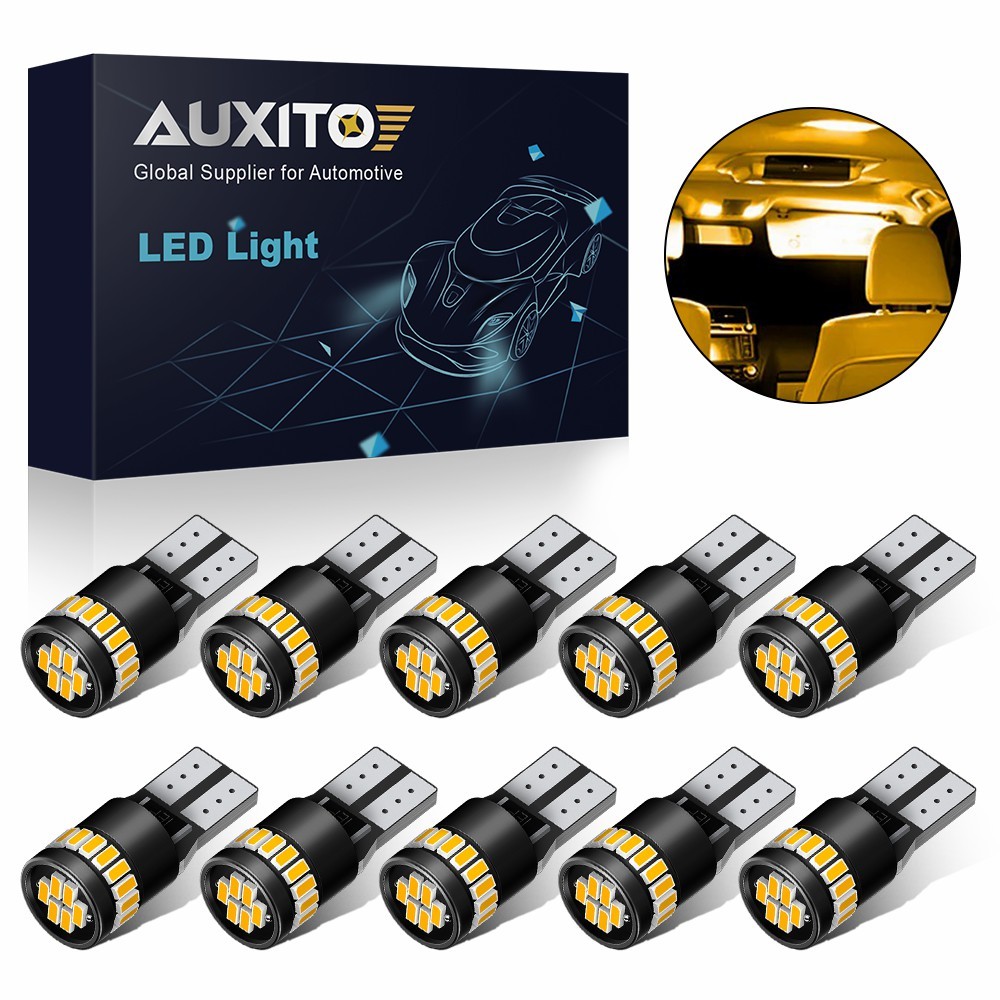 10-100PCS AUXITO Amber Yellow 168 194 921 T10 License Side Marker Light LED Bulb