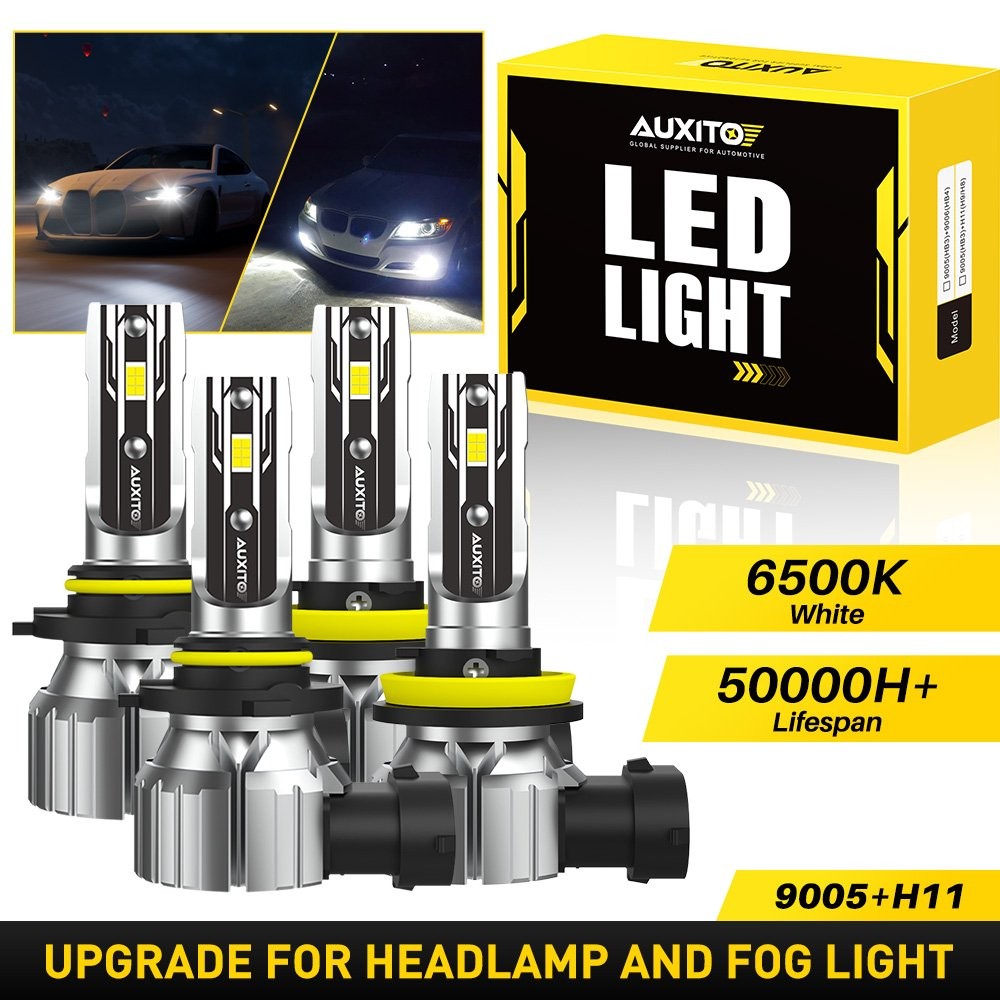 AUXITO 4PCS H11/H8 + 9005/HB3 LED Headlight Bulbs Fog Light CANBUS 480000LM EAF