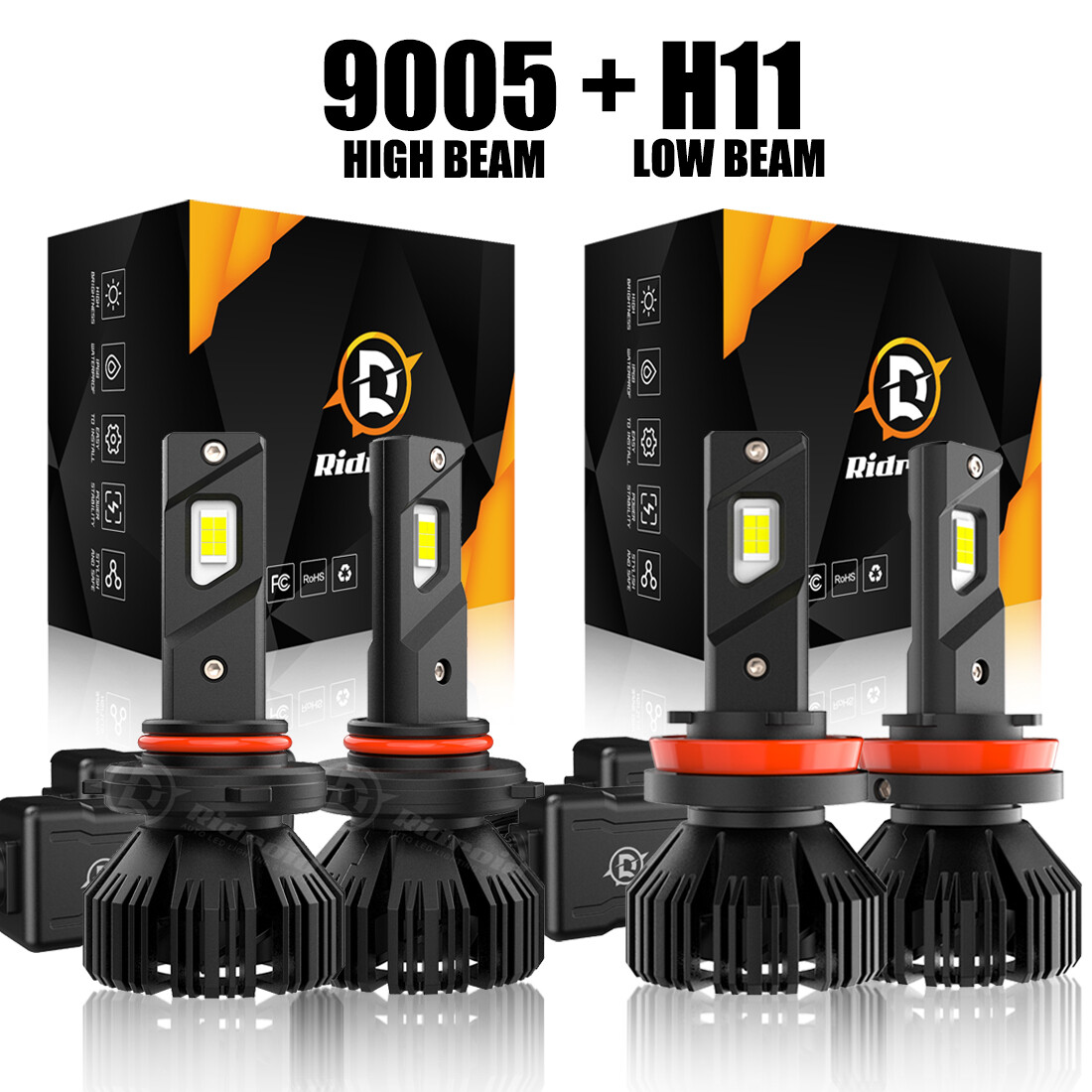 4x 9005+H11 LED Headlight Combo High Low Beam Bulbs Kit Super White Bright 6500K