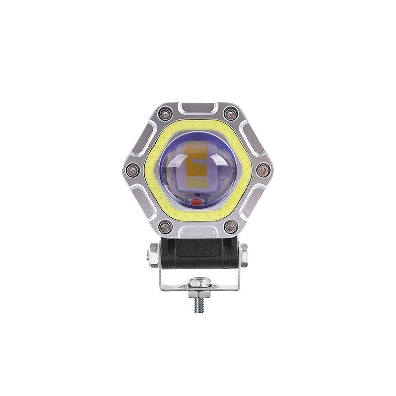 2 PCS Motorcycle 3.5-Inch Hexagonal Spotlight Auxiliary Spotlight External Glow
