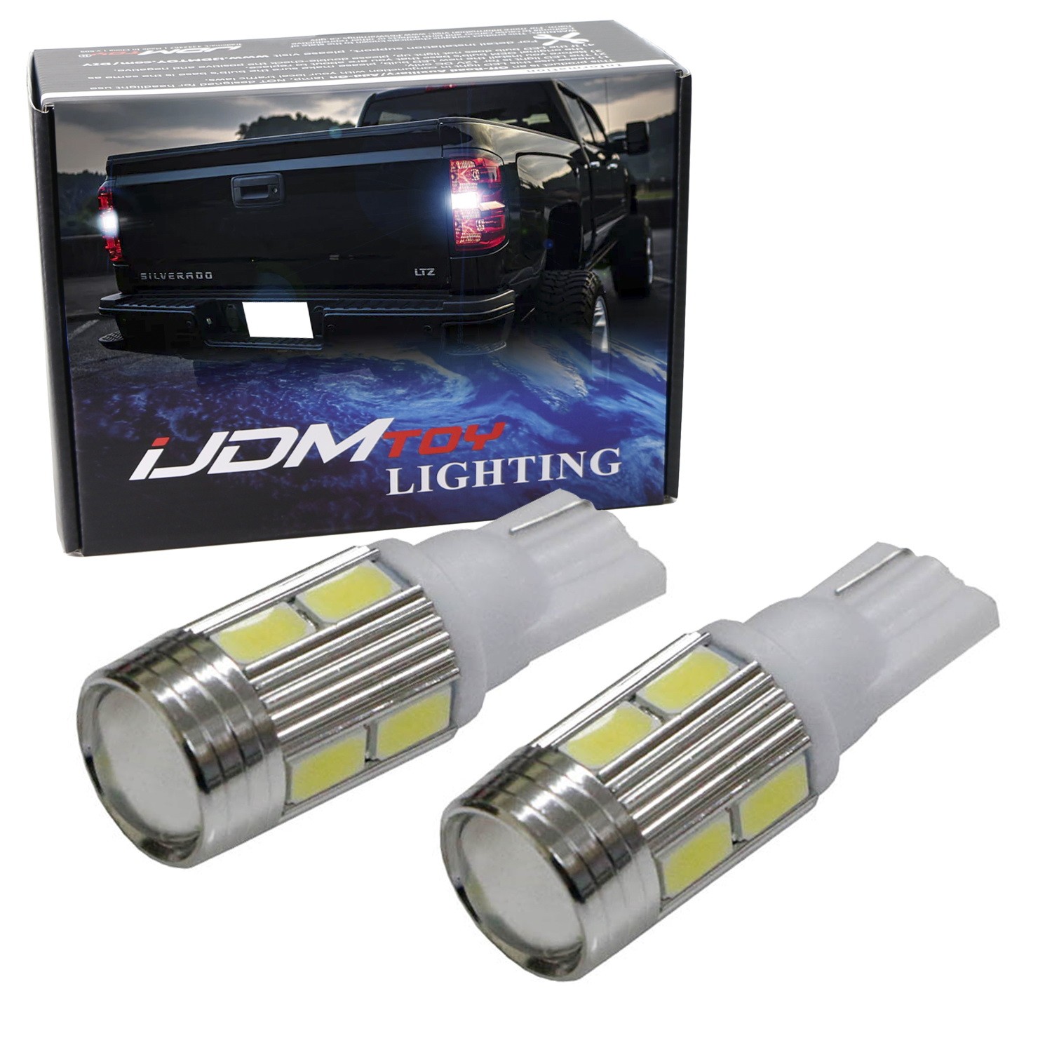 White 10-SMD 912 921 W16W LED Backup Reverse Lights For Chevy 2014-up Silverado
