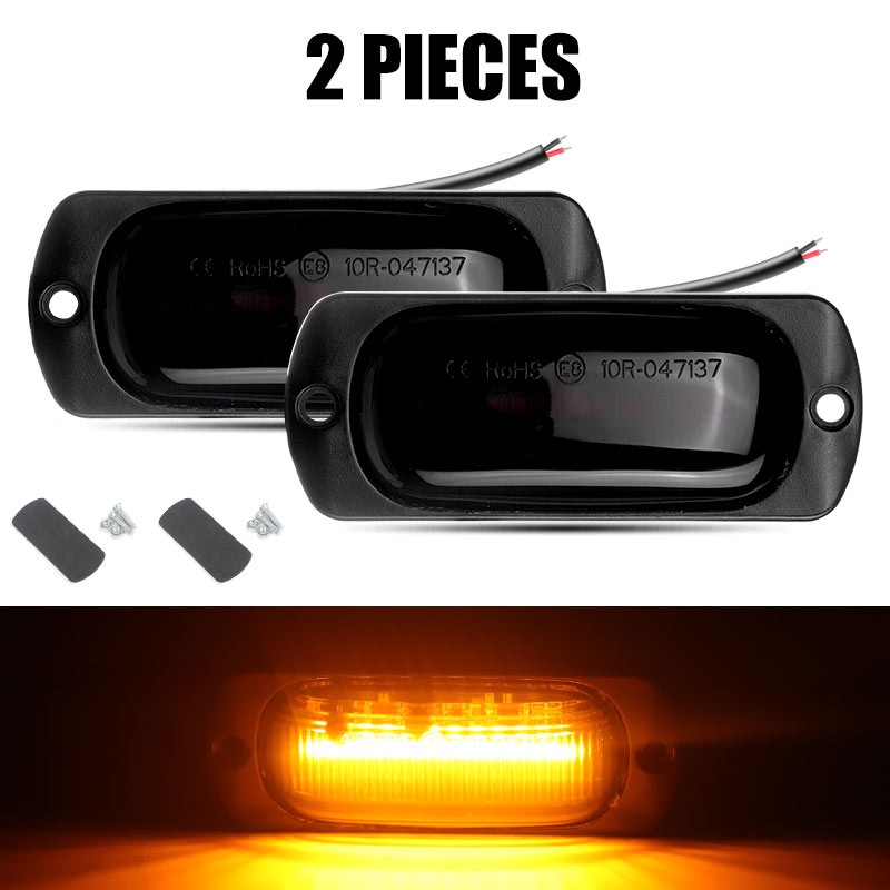 2X Amber Marker Lights 3.5″ LED Truck Trailer Clearance Side Light 12V 24V Smoke
