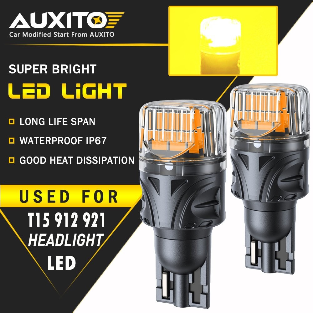 AUXITO LED Backup Reverse Light Bulb 921 912 T15 Super Bright Amber Yellow BRS C