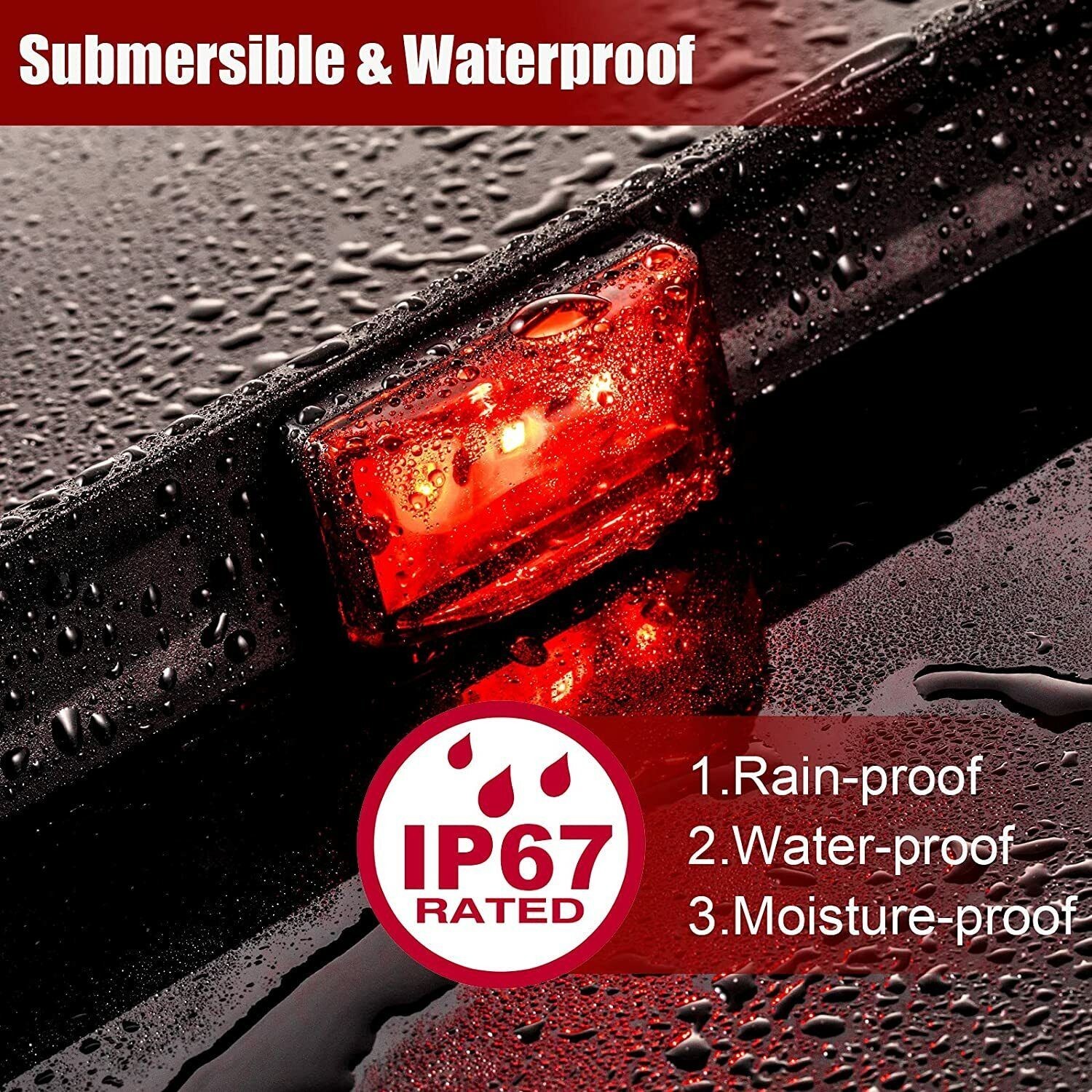 9 LED 3 Red Trailer Light Bar 12V Clearance Marker ID Truck Rear Tail Lightbar