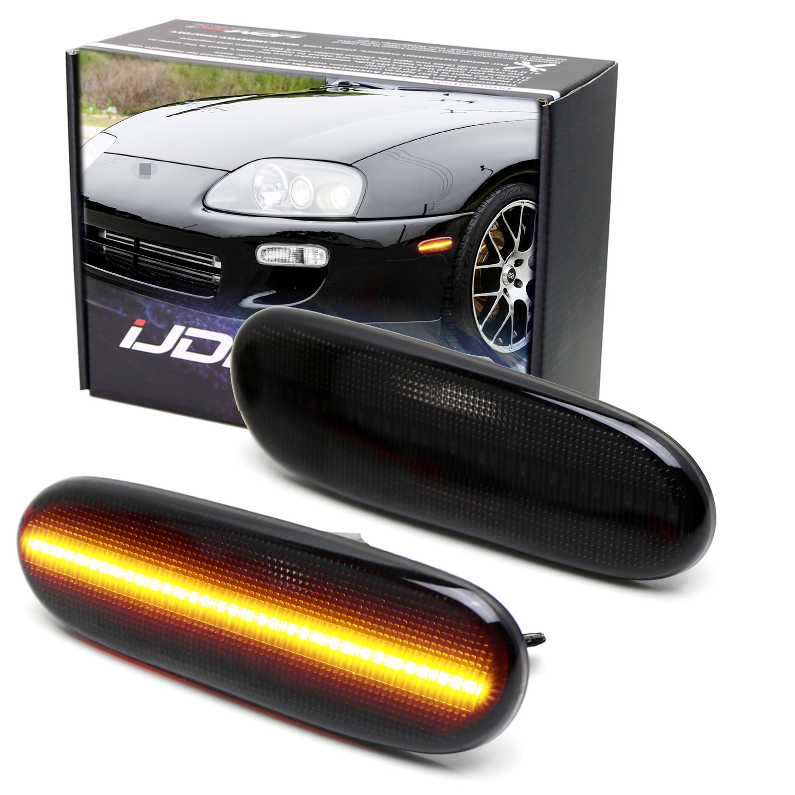 Smoke Lens Amber LED Front Bumper Side Markers For Toyota Supra JZA80 Celica MR2
