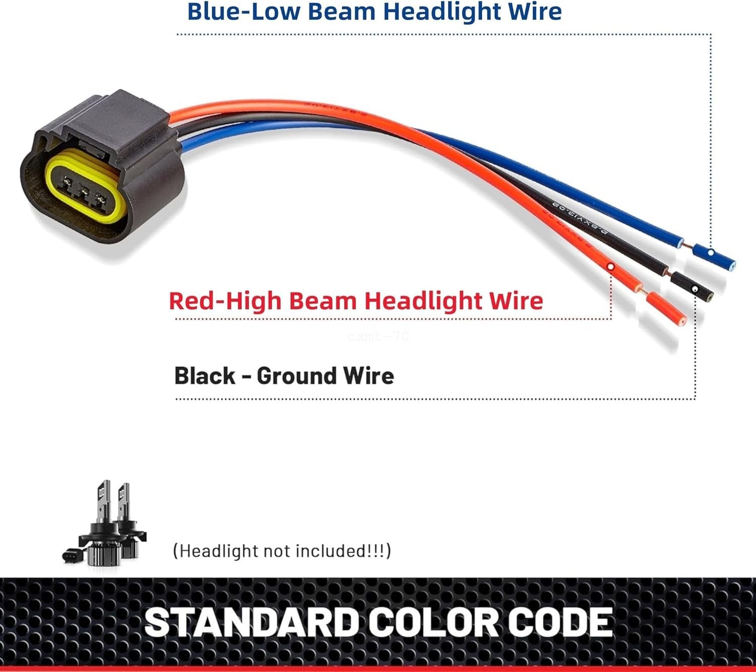9008 H13 H13LL Headlight Bulb Adapter Plug 3 Pin for Ford F-150 F-250 F-350