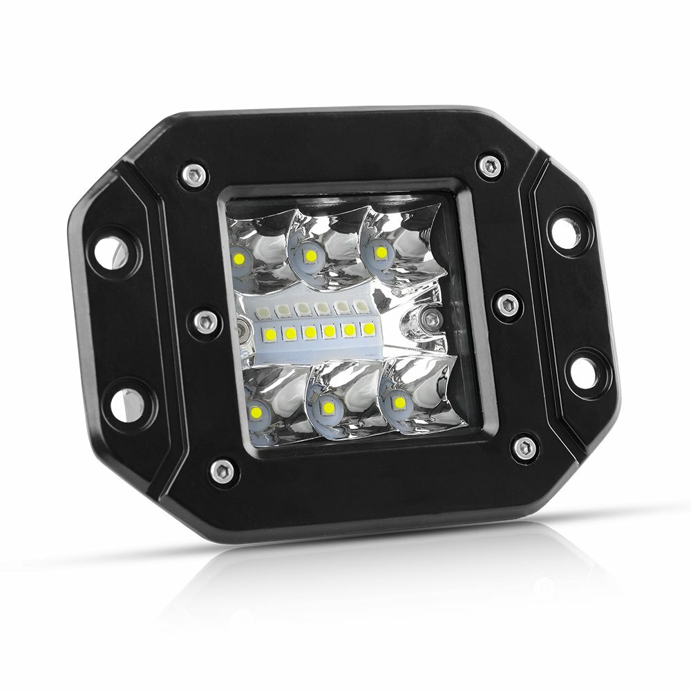 2x 5″ Flush Mount LED Work Light Bar Spot Pods Backup Reverse Fog Offroad & Wire