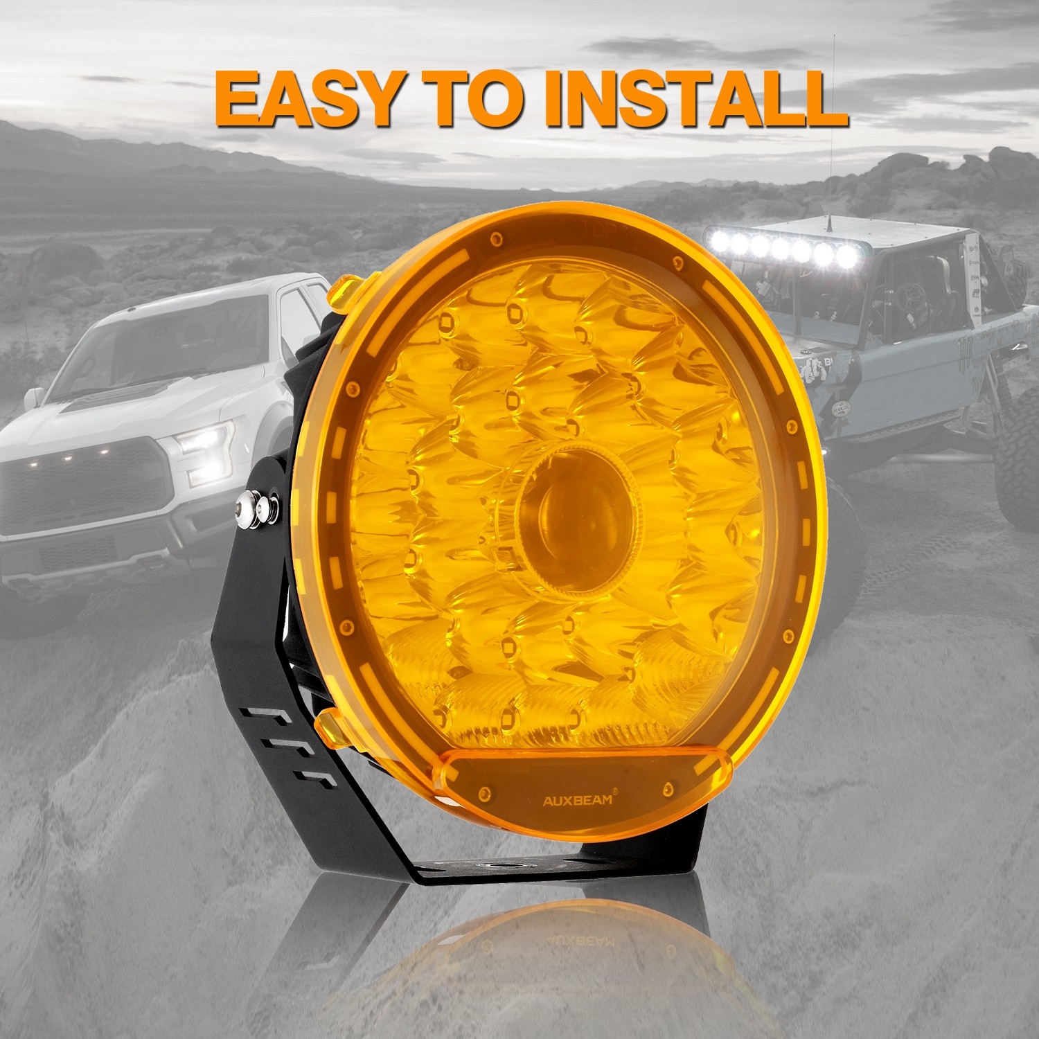 AUXBEAM 9″INCH 360-PRO 720W Round LED Work Lights Offroad Work Fog w/Amber Cover