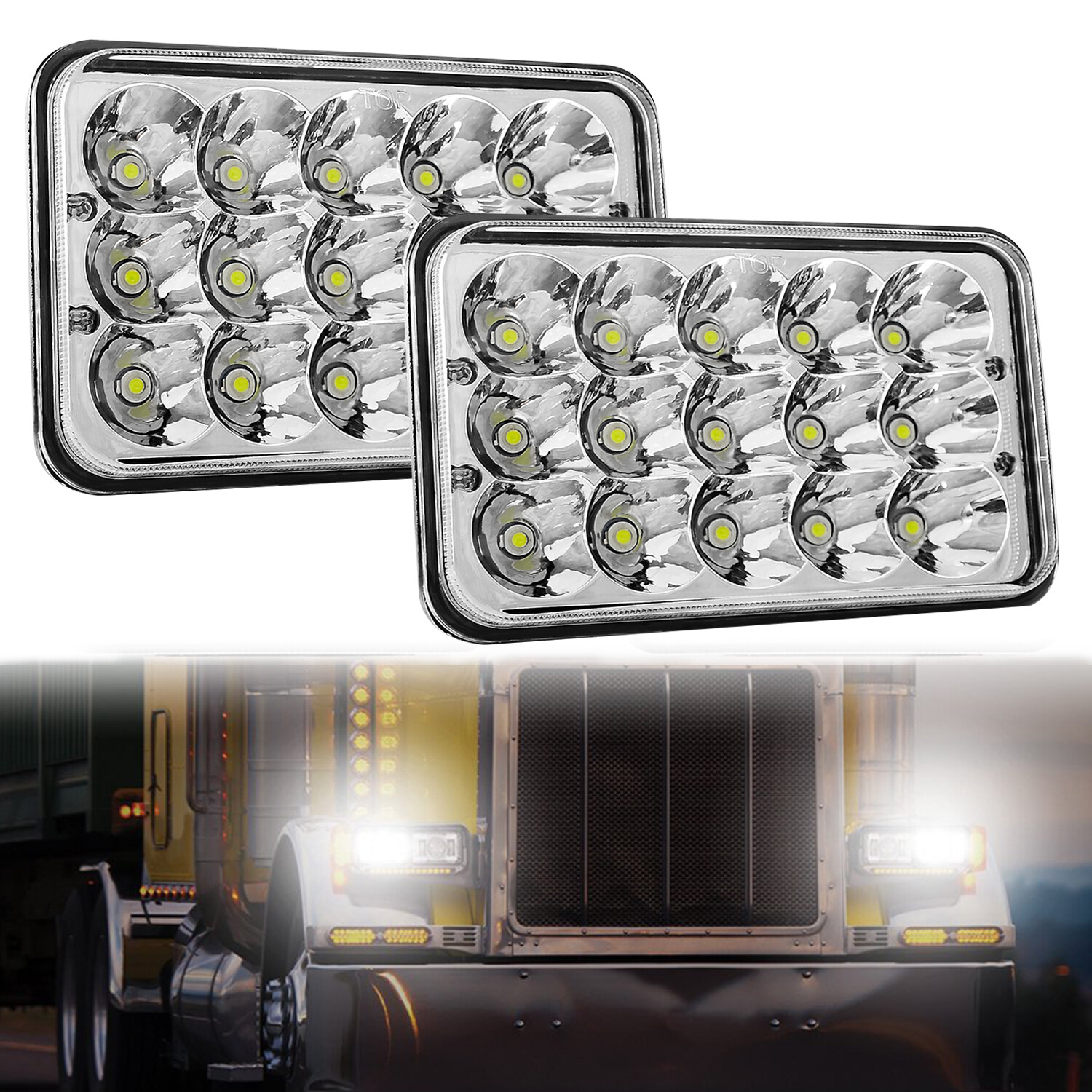 4×6“ inch LED Headlights Hi/Lo Sealed Beam Light For Freightliner FLD120 FLD112