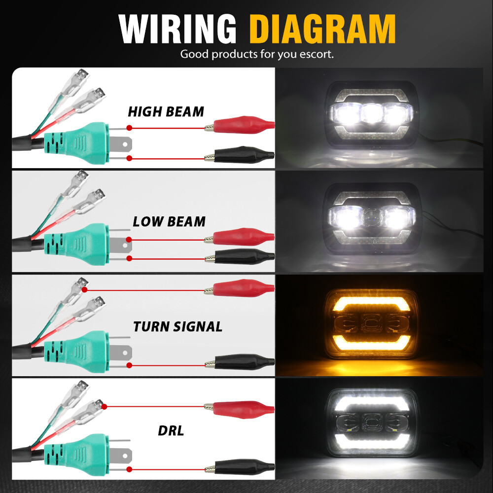 Ultra-bright 5X7″7×6″ inch Rectangle LED Hi/Lo Beam Headlight DRL 180W Headlamps