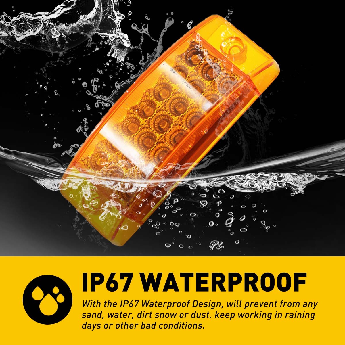2x Amber 21LED Side Marker Lights RV Truck Trailer Clearance Light Waterproof US