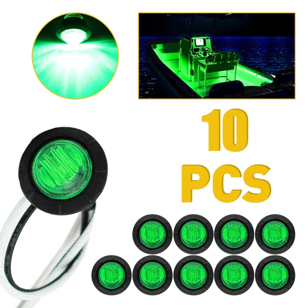 Green Round Marker Lights 3/4″LED Truck Trailer 12V Bullet Side Clearance Light