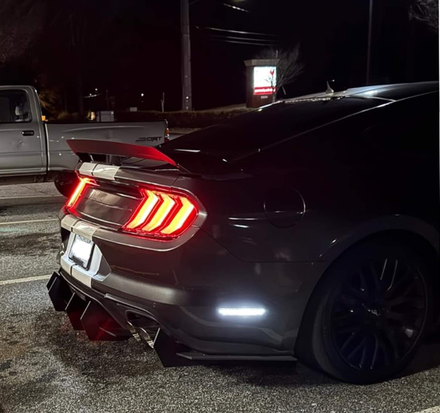 Semi-Clear Lens White Full LED Rear Side Marker Lights For 2015-23 Ford Mustang