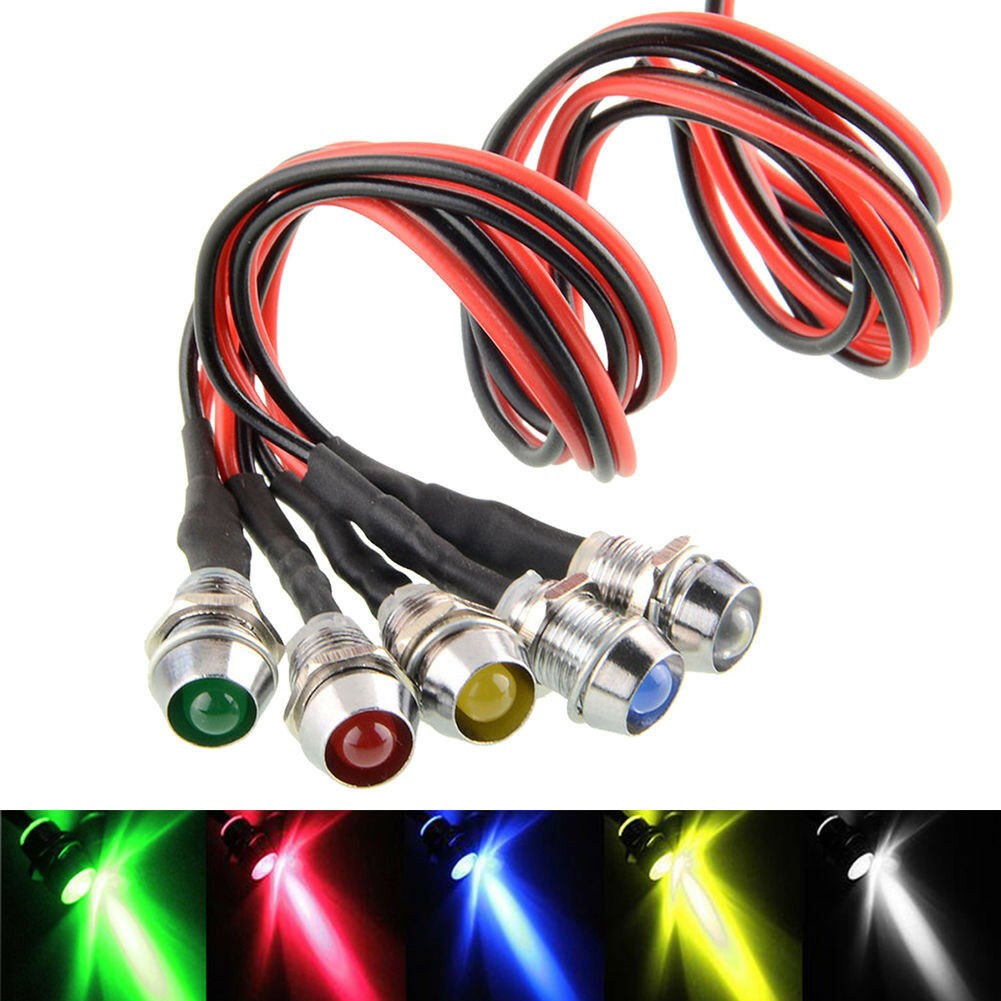 Car Boat 12V 8mm LED Indicator Light Pilot Dash Dashboard Panel Warning Lamp A