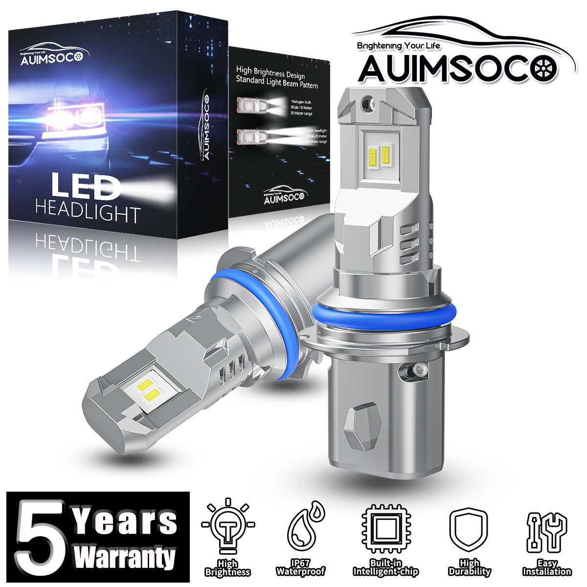 For Ford Taurus 1992-2007 2x LED Headlight Kit Hi-Lo Beam Bulbs 72000LM 6500K