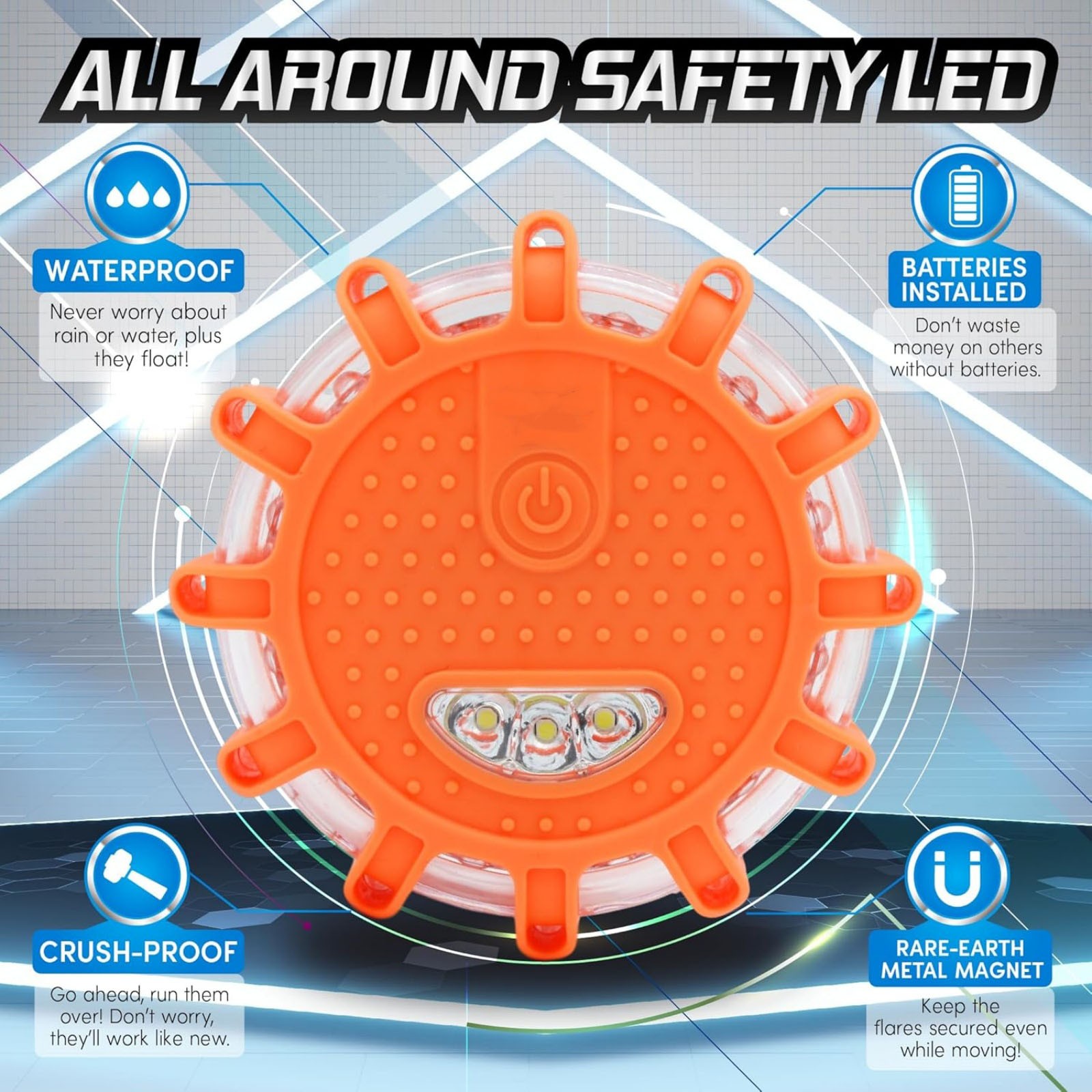 15 LED Safety Beacon Road Flare with SOS and 9 Flashing Modes for Vehicles