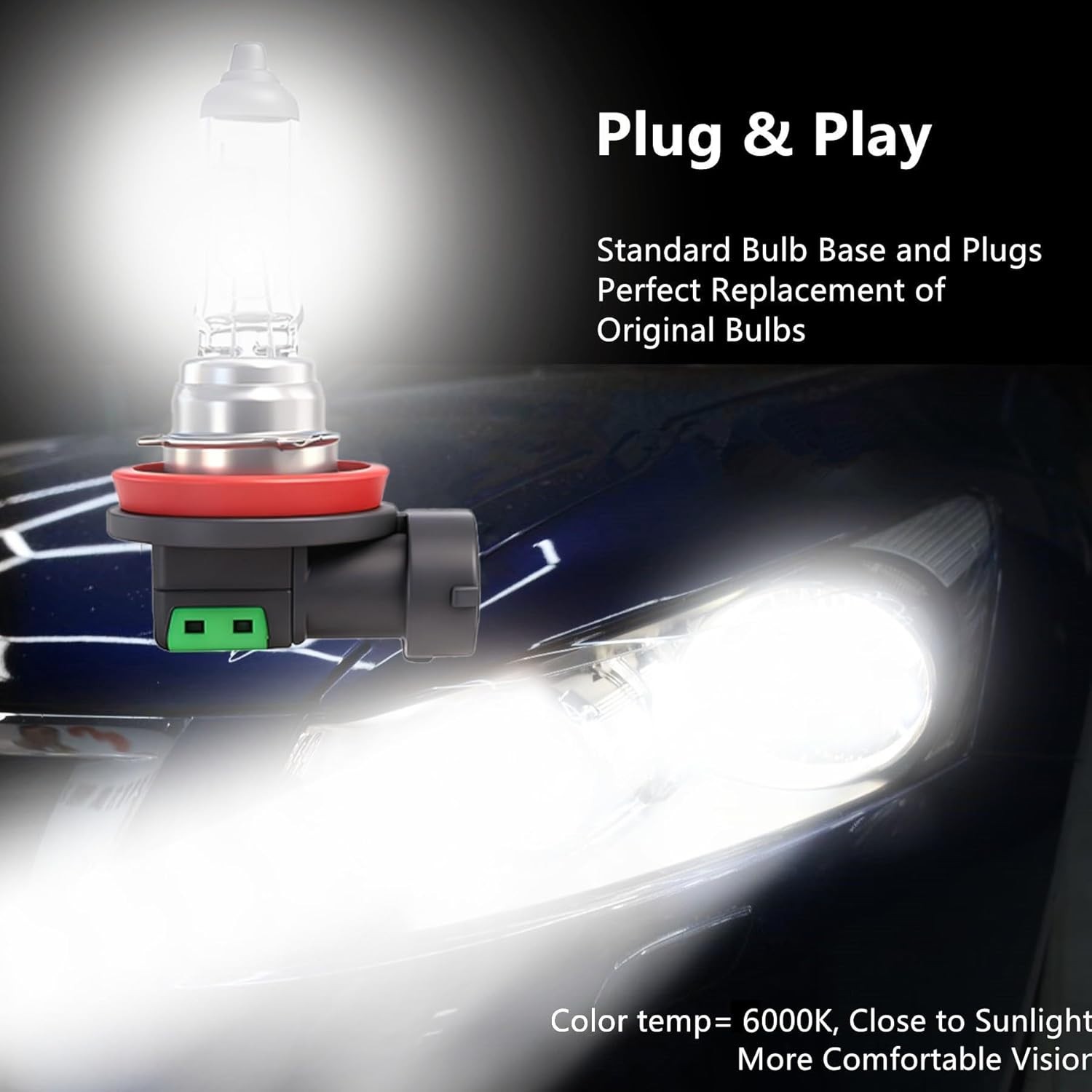 Halogen Headlight Bulb 9012 12V 55W High Low Beam White 5000K 2 Pack