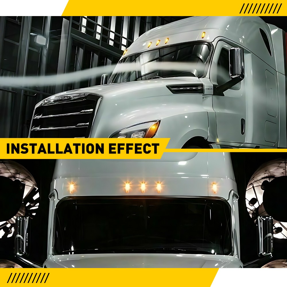 5x For Freightliner Cascadia 2008-up LED Roof Clearance Marker Lights Clear Lens