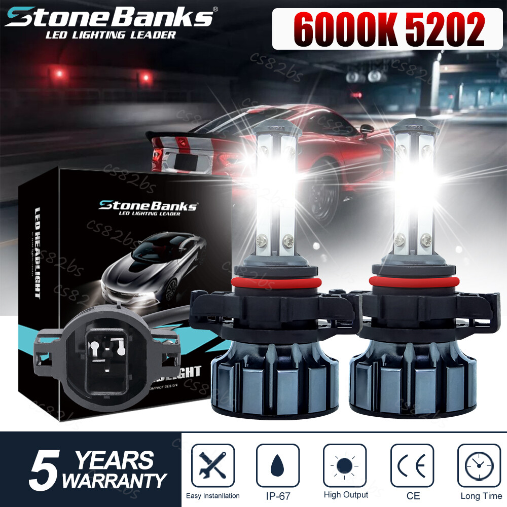 2pcs 5202 LED Headlight Bulbs 6000K Super Bright Pure White Fog Light Bulb Kit
