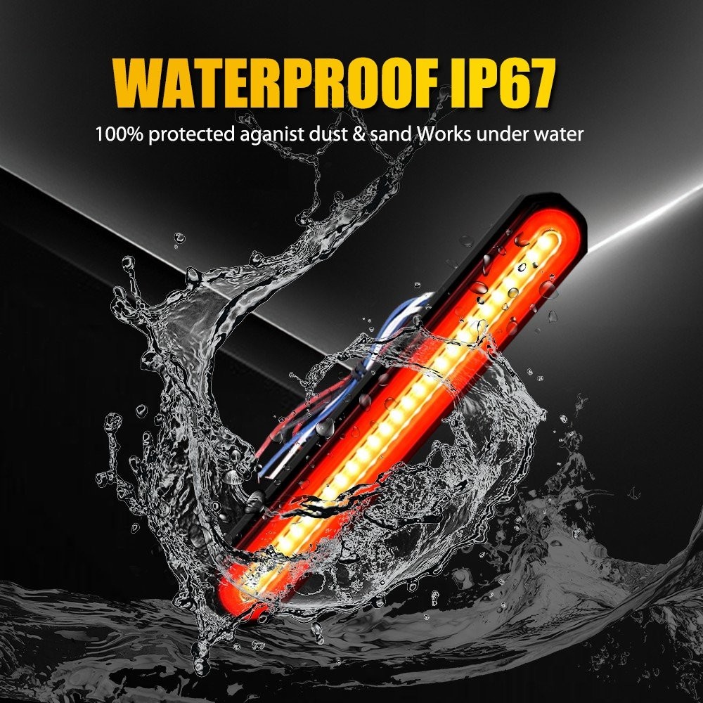 2x 9″ Red/Amber Oval LED Truck Trailer Flowing DRL Stop Turn Tail Brake Lights
