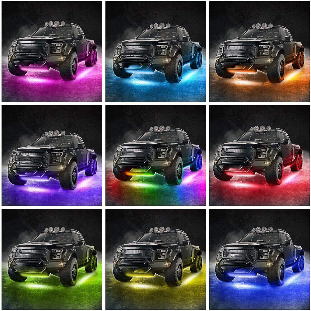4X RGB LED Strip Under Car Tube Underglow Underbody Remote Control Neon Lights