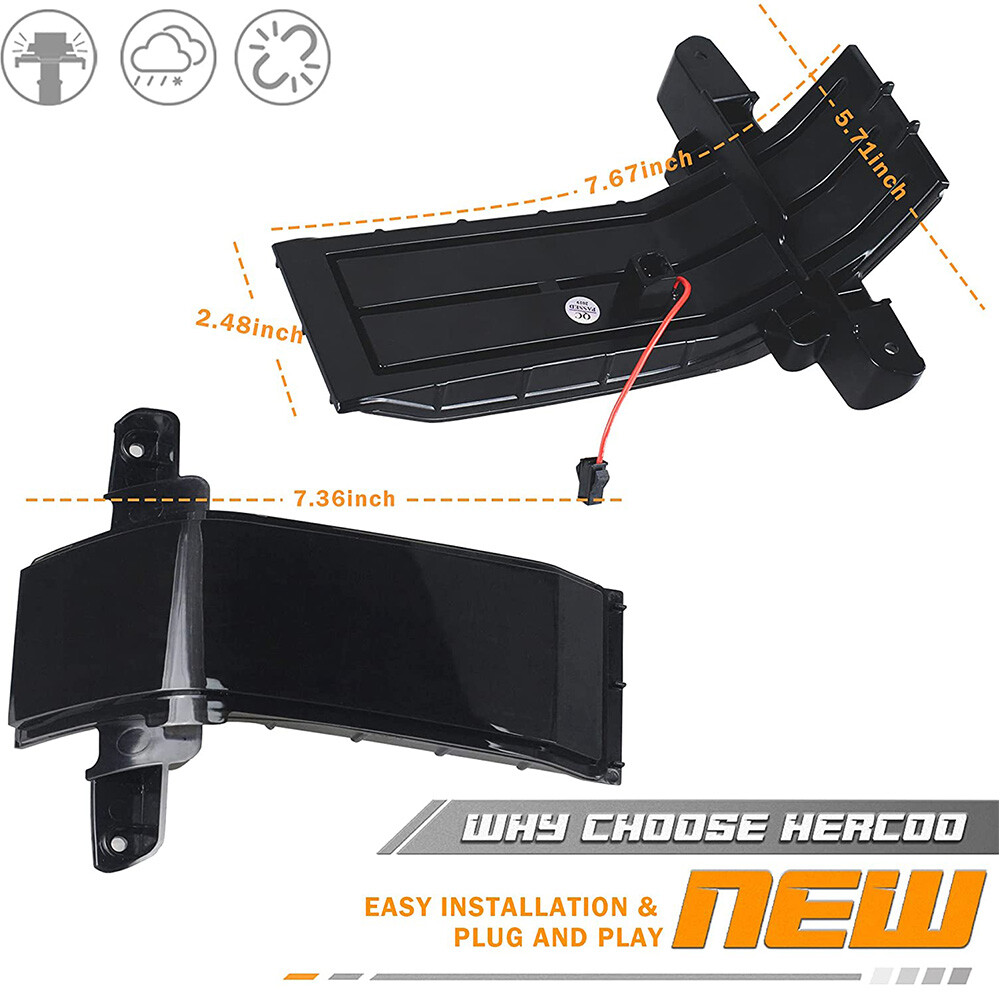 For Chevrolet Silverado GMC Sierra Dual-Row Amber LED Tow Mirror Marker Lights