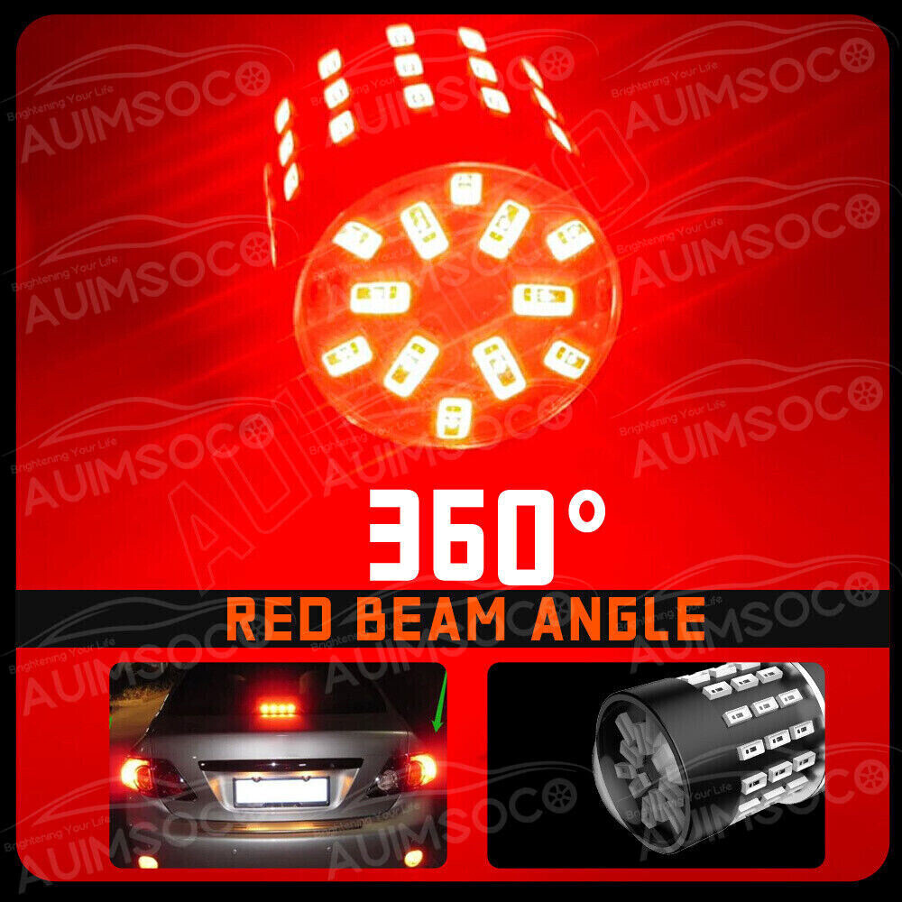 4X 7440 7443 Bulbs RED Anti Flash Brake Tail Stop Light LED Bulb For Honda