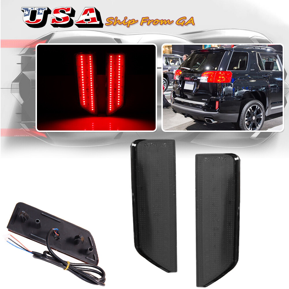 Smoke Lens Rear Bumper Reflector LED Tail Brake Lights For 2016 2017 GMC Terrain